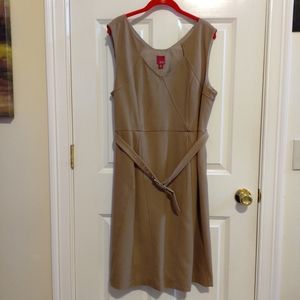 NEW GILI Camel Color Sleeveless Dress Size 16 With Belt